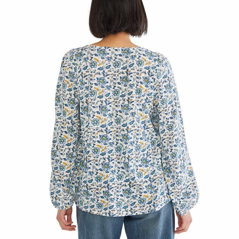 Lucky Brand Women's Top Cream Square Neck Top Boho Floral Long Sleeves NWT - Picture 4 of 7